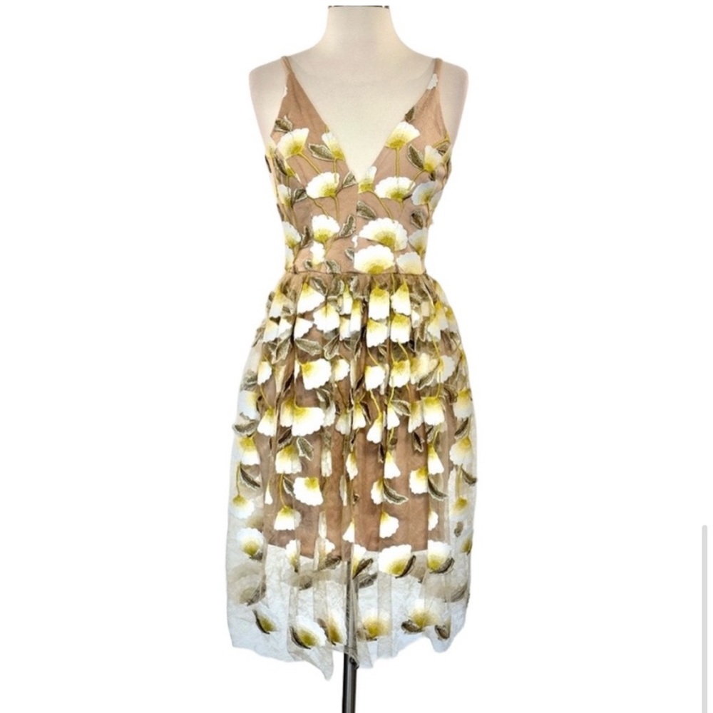 Dress the Population Betsy Floral Embroidered Dress XS NWT
